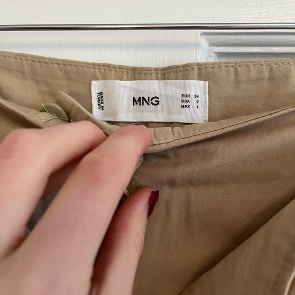 Mango Belted Khaki Cotton Wide Leg Pants - Picture 9 of 10